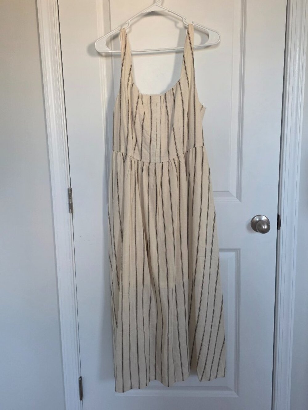 Bohme Cream Striped Midi Dress - Size Large